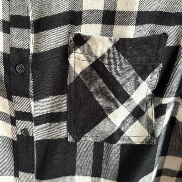 NWT! Como Vintage Soft Flannel Shirt in Black and White Plaid - Picture 4 of 8